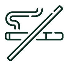 an icon of a cigarette and a cross in front to represent non smoker