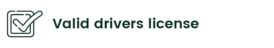 a checkmark with the text Valid Drivers License